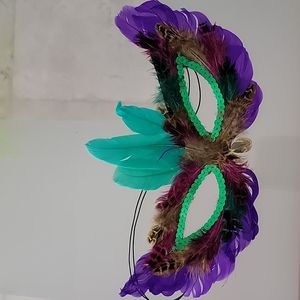Mask New Masquerade Feather Spangle Eye Mask NEW 10 inch